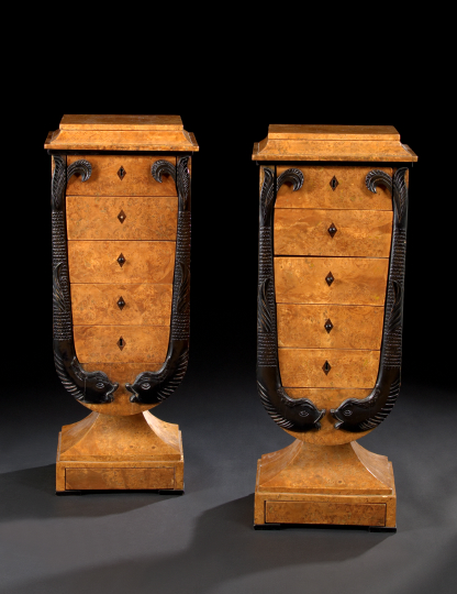 Pair of Biedermeier Burl Elm and