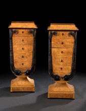 Pair of Biedermeier Burl Elm a
