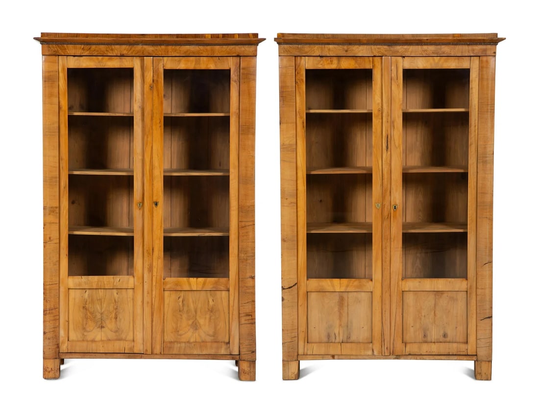 PAIR OF BIEDERMEIER FIGURED BIRCH