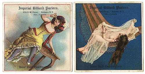 PAIR OF BILLIARD PARLOR COLORED