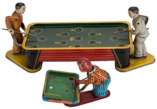 PAIR OF BILLIARDS GAME TIN LITHO