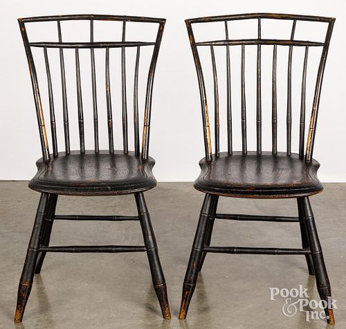 PAIR OF BIRDCAGE WINDSOR CHAIRS,