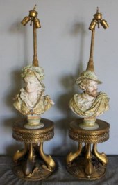 Pair of Bisque Lamps on Gilt B