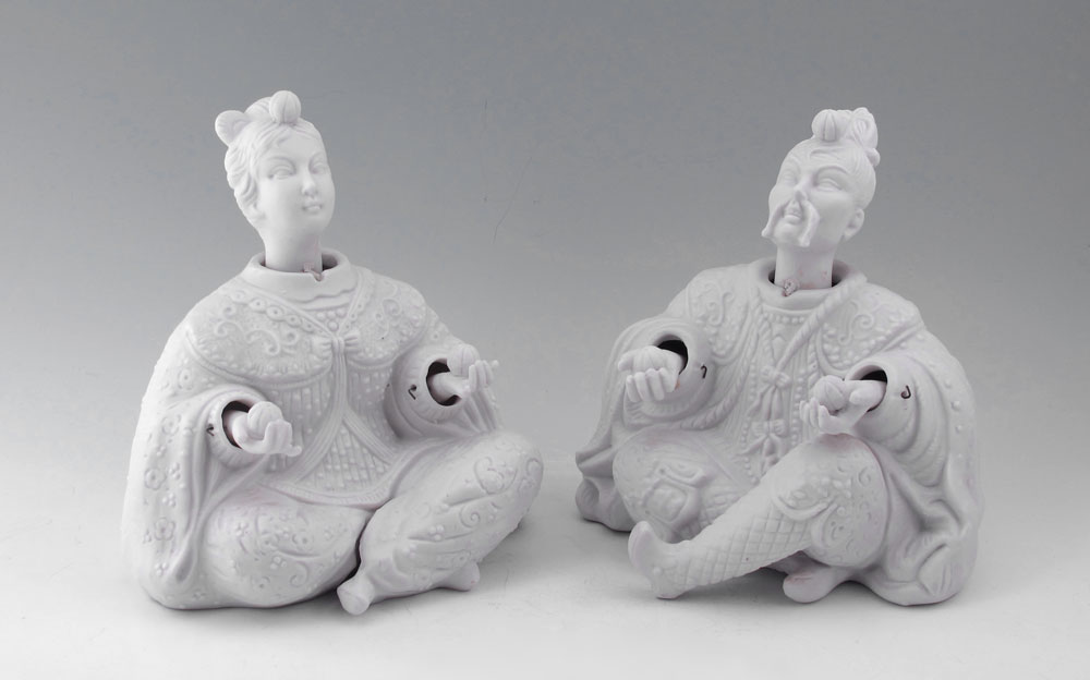 PAIR OF BISQUE NODDERS: Japanese
