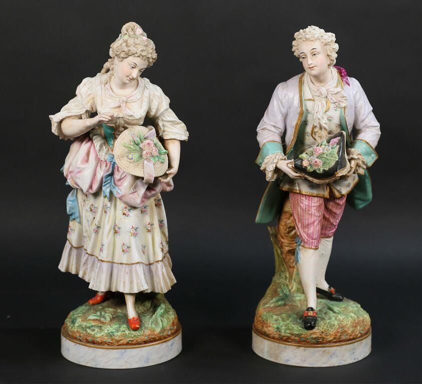PAIR OF BISQUE PORCELAIN FIGURES