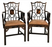 PAIR OF BLACK AND GILT CHINOIS