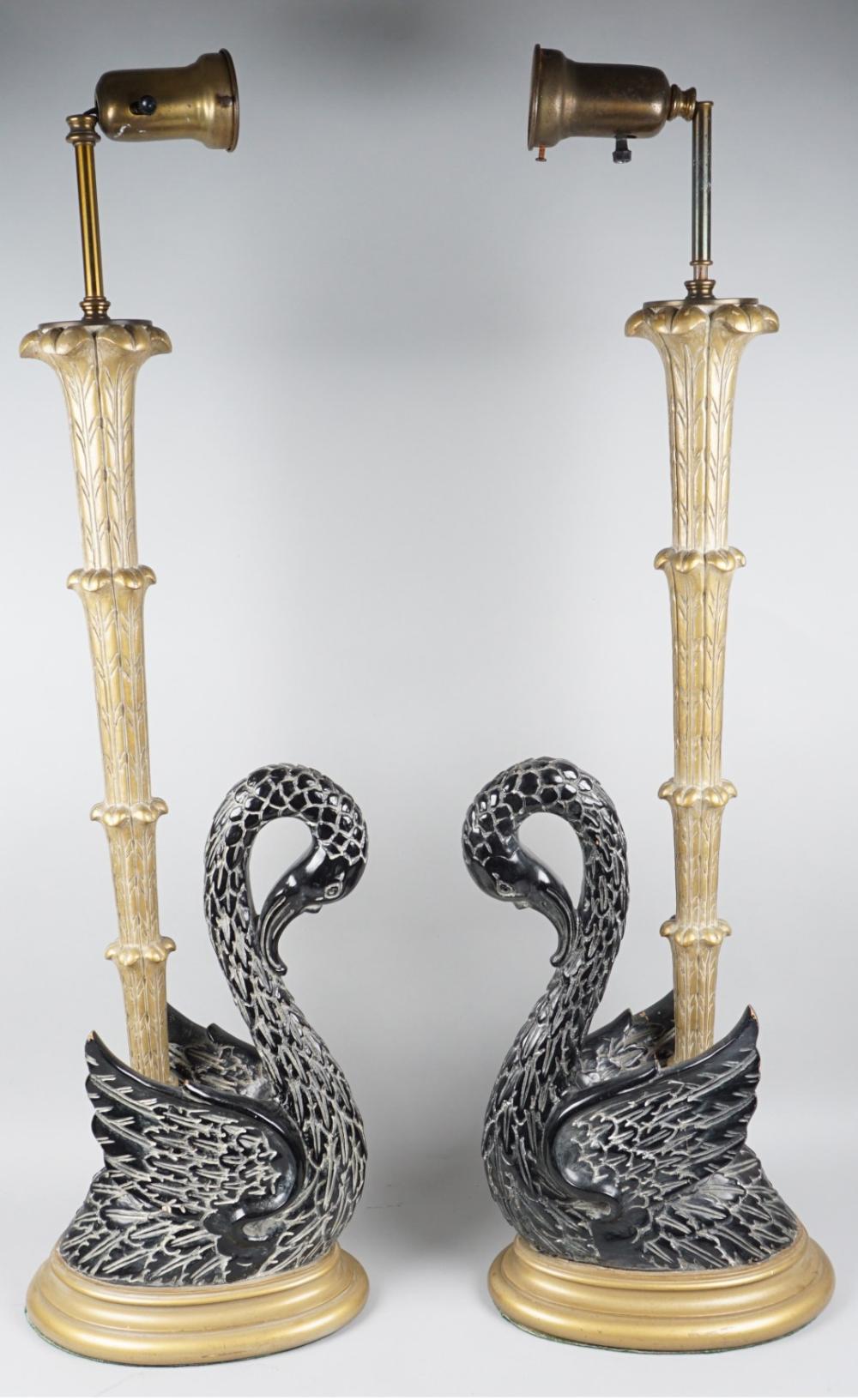 PAIR OF BLACK AND GOLD LACQUERED