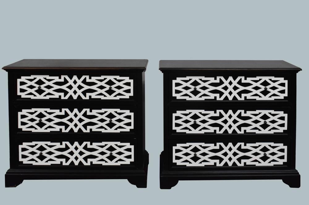PAIR OF BLACK AND WHITE BEDROOM