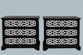 PAIR OF BLACK AND WHITE BEDROO
