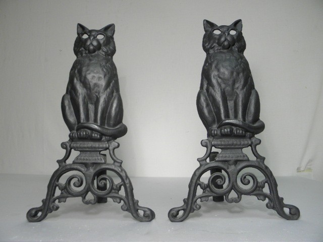 Pair of black cast iron figural