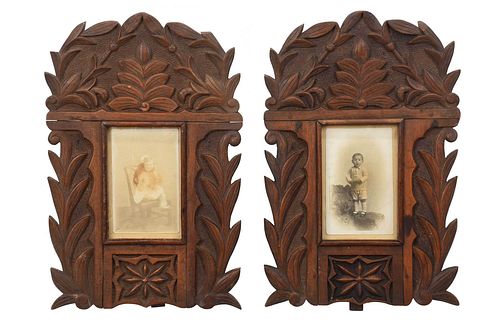 PAIR OF BLACK FOREST CARVED TABLE
