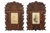 PAIR OF BLACK FOREST CARVED TA