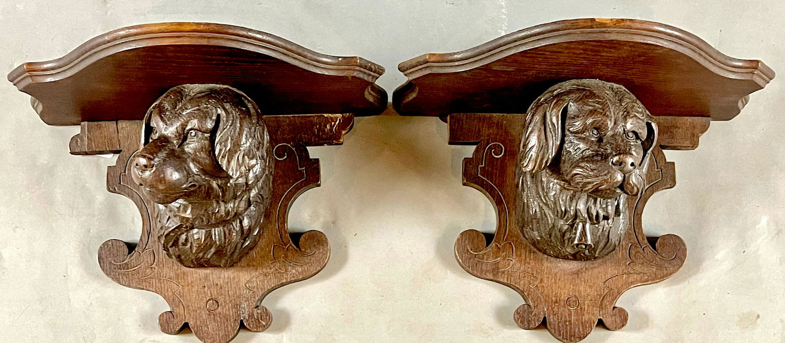 PAIR OF BLACK FOREST ETEGERE â€œDOG
