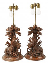PAIR OF BLACK FOREST-STYLE CAR