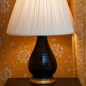 PAIR OF BLACK GLAZED PORCELAIN