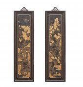 PAIR OF BLACK LACQUER AND GILT
