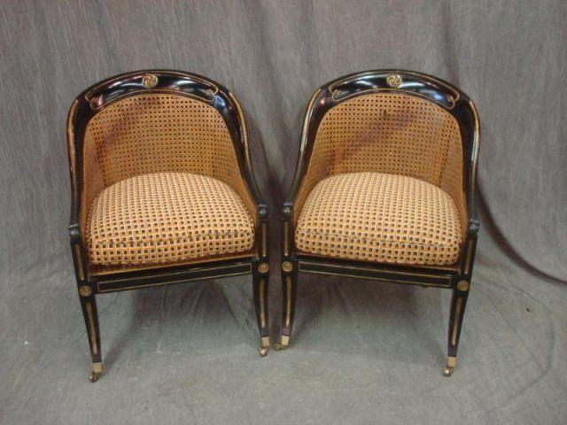 Pair of Black Lacquer Chairs and an