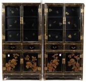 PAIR OF BLACK LACQUER WITH GOL