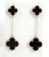 PAIR OF BLACK ONYX AND ROSE GO