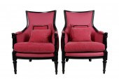 PAIR OF BLACK PAINTED BERGERES