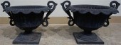 PAIR OF BLACK PAINTED CAST IRO