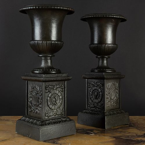 PAIR OF BLACK PAINTED CAST IRON