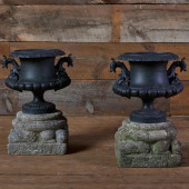PAIR OF BLACK PAINTED CAST-IRO