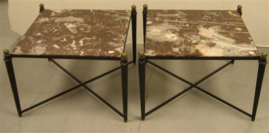 Pair of black painted marble top