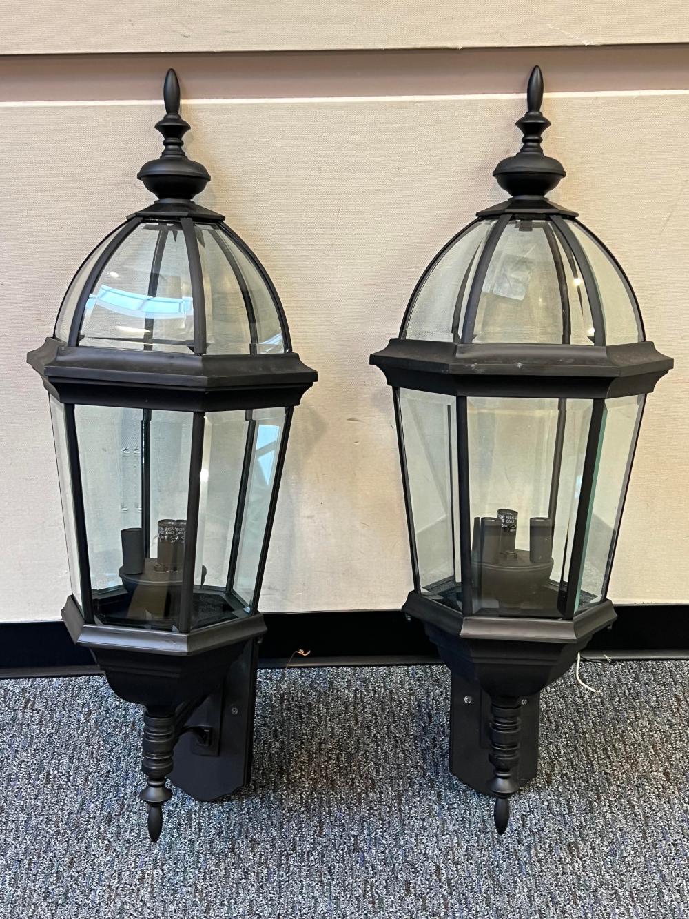 PAIR OF BLACK PAINTED METAL LIGHT