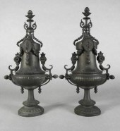 PAIR OF BLACK PATINATED SPELTE