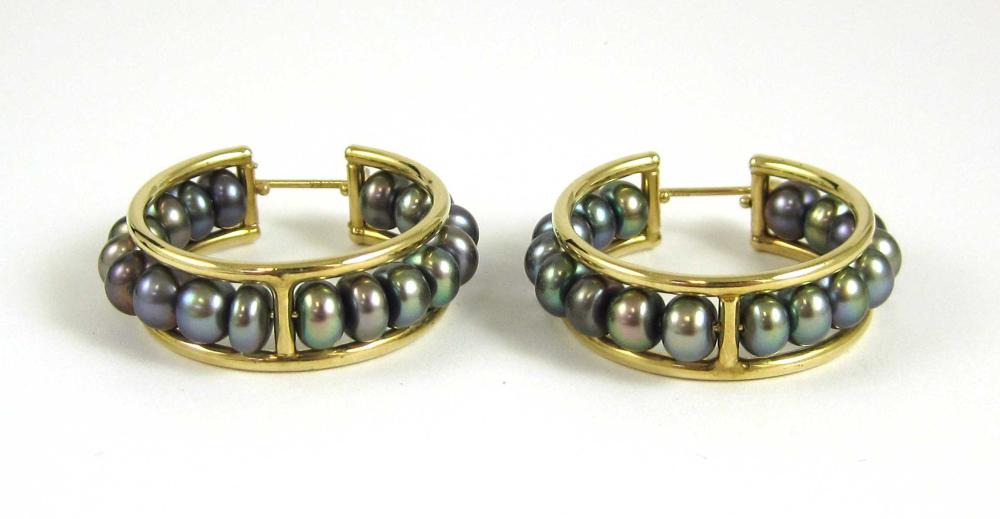 PAIR OF BLACK PEARL RAFKA SIGNED