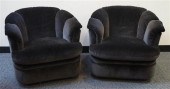PAIR OF BLACK VELVET UPHOLSTER