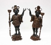 PAIR OF BLACKAMOOR BRONZE CAND