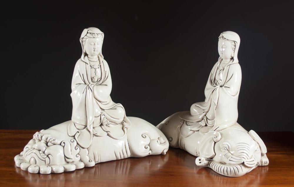 PAIR OF BLANC DE CHINE FIGURAL