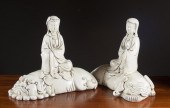 PAIR OF BLANC DE CHINE FIGURAL