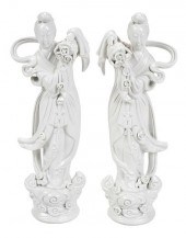 PAIR OF BLANC DE CHINE PORCELA