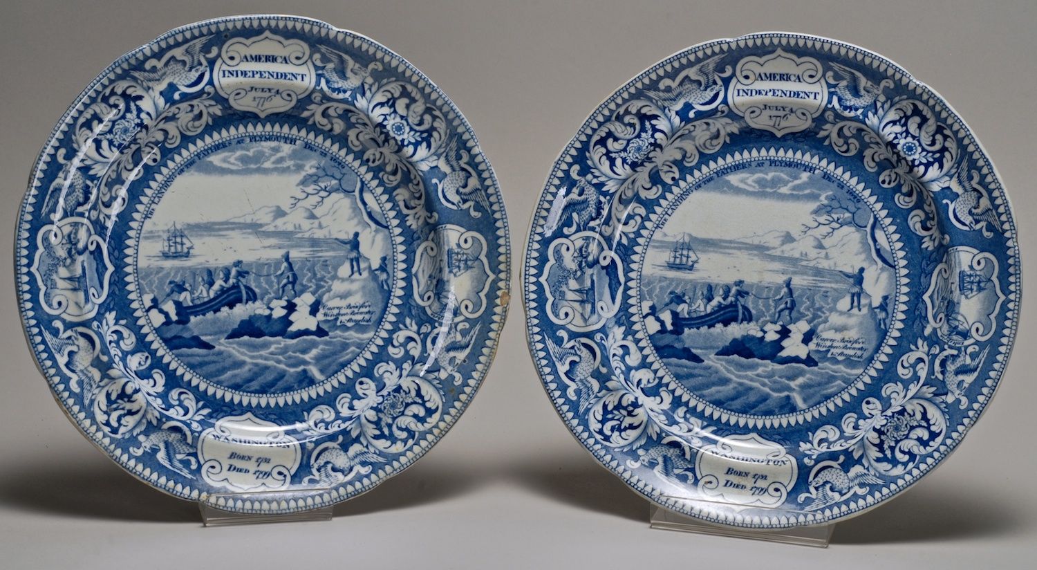PAIR OF BLUE AND WHITE