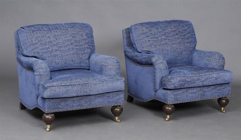 PAIR OF BLUE CRUSHED VELVET