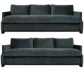 PAIR OF BLUE MOHAIR SOFASPair