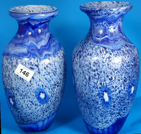 Pair of Blue Murano Vases ZH15