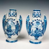PAIR OF BLUE N. DELFT VASES DE