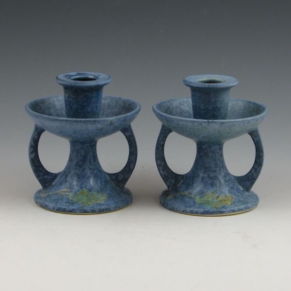 Pair of blue Roseville Windsor