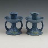 Pair of blue Roseville Windsor