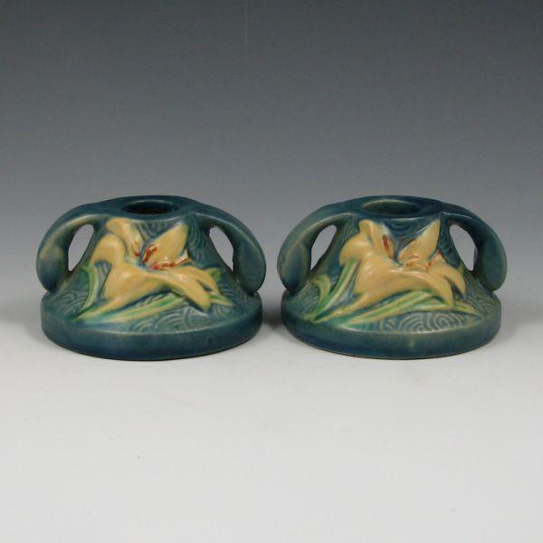 Pair of blue Roseville Zephyr