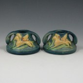 Pair of blue Roseville Zephyr