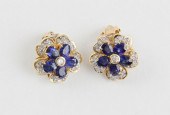 PAIR OF BLUE SAPPHIRE AND DIAM