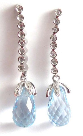 PAIR OF BLUE TOPAZ AND 14K WHITE