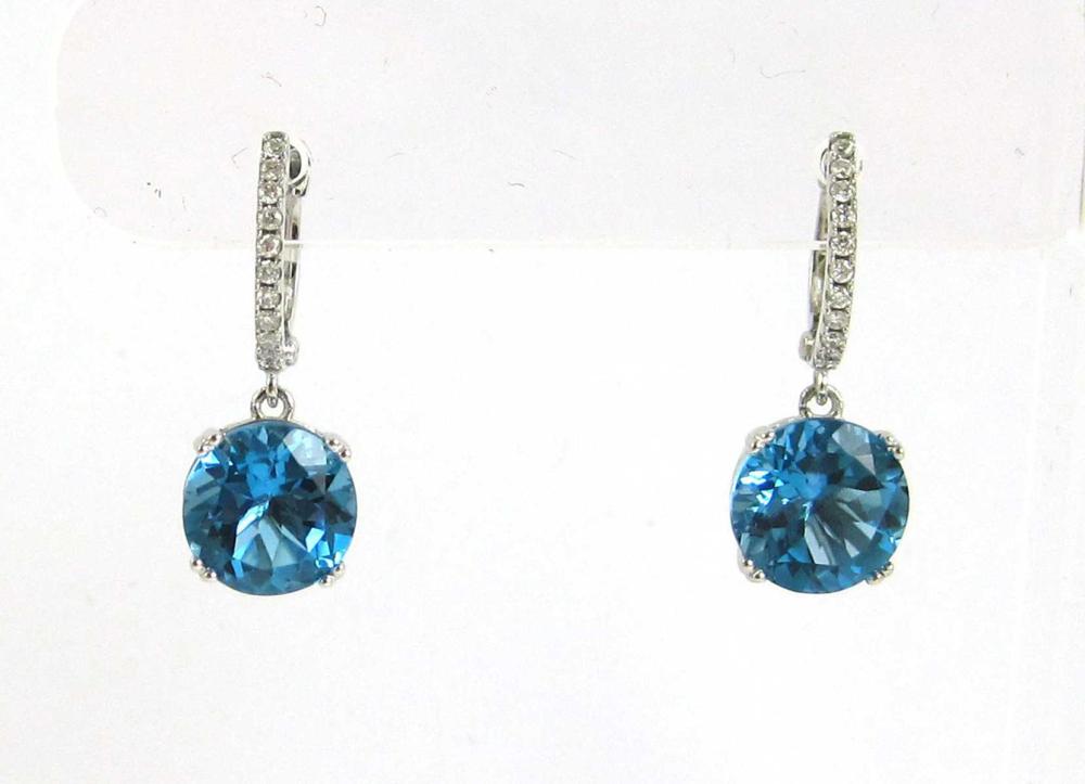 PAIR OF BLUE TOPAZ AND DIAMOND
