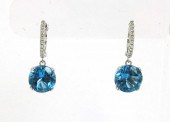 PAIR OF BLUE TOPAZ AND DIAMOND