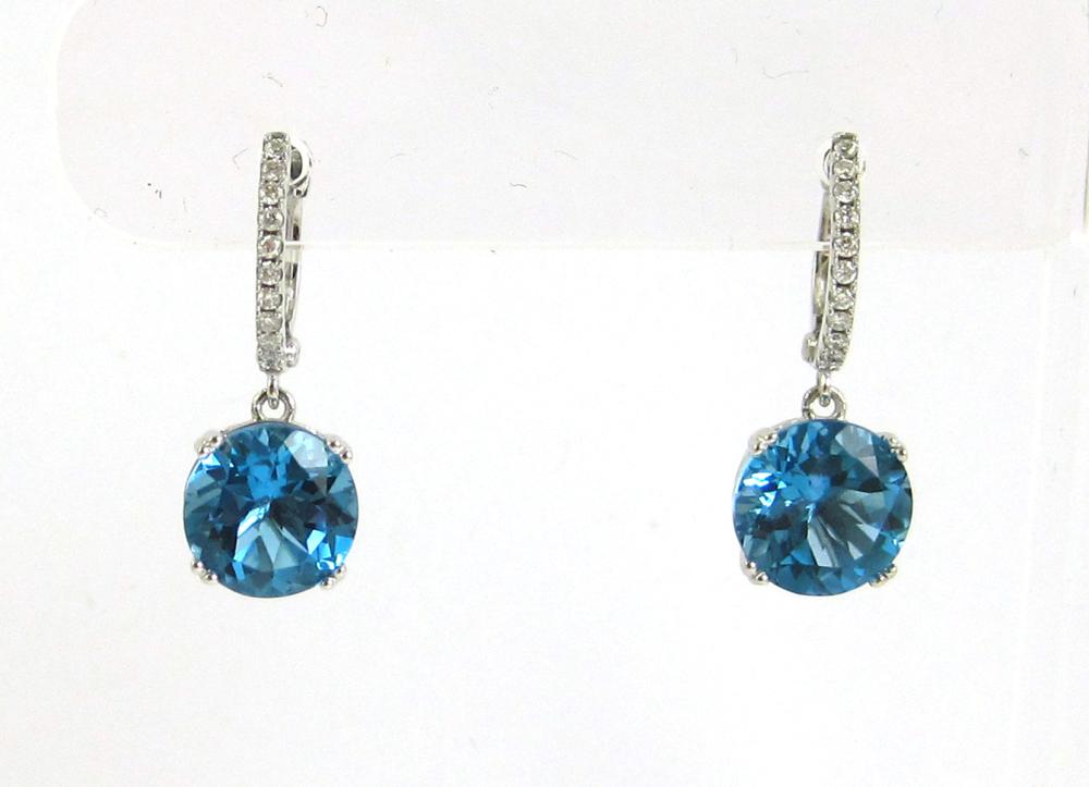 PAIR OF BLUE TOPAZ AND DIAMOND